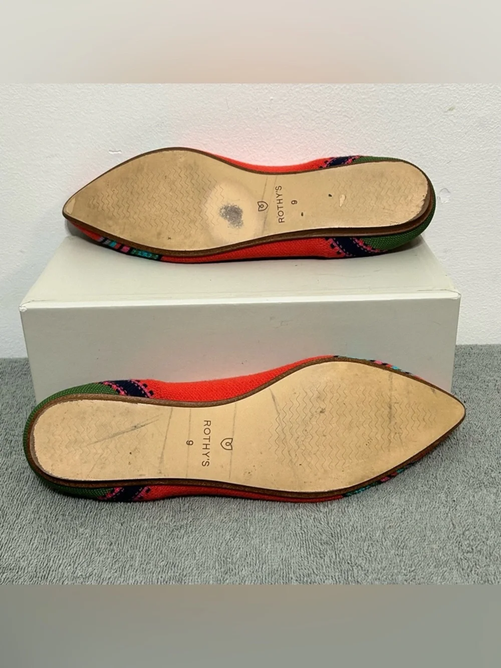 Rothy’s Merino Wool Collection Point Toe Blaze Ribbon Stripe Flats Womens Size 9